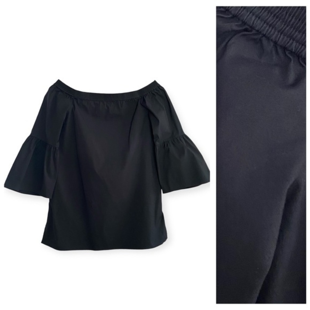 Lafayette 148 Black Off The Shoulder Bell Sleeve Top Small